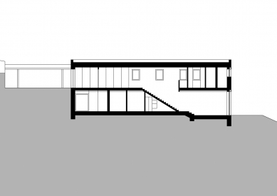 Dům s jezírkem - Podélný řez - foto: Stempel & Tesař architekti