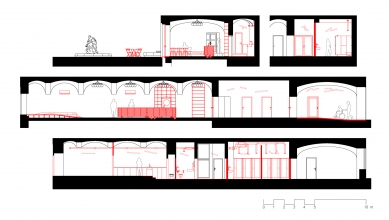 Kavárna Emil v Galerii města Bratislavy - Řezy - návrh - foto: n-1