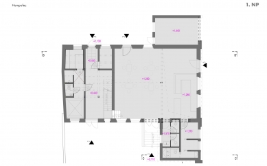 Konverze Pípalova Malířství - Půdorys 1.np - foto: Studio MA