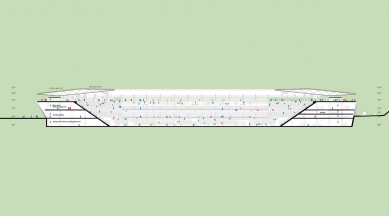 Nové Bazaly - 2. místo v soutěži - Podélný řez - foto: querkraft architekten