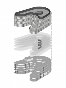 Sídlo spoločnosti Innovatrics - Rozložená axonometrie - foto: A.M. architects