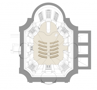 Interiér hřbitovní kaple v Českém Těšíně