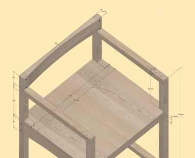 Konomi Tea House - Axonometrie židle - foto: MAPA architekti