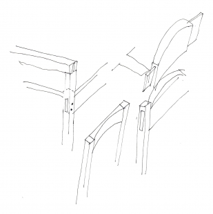 Konomi Tea House - Skica židle - foto: MAPA architekti