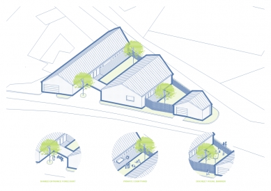 Dům v cípu - Axonometrie