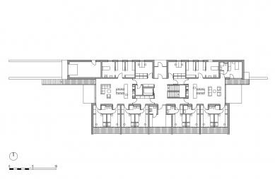 Dům sociální péče Tereza - Půdorys horního patra - foto: Stempel Tesař architekti
