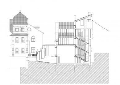 Apartment building with gallery - Cross-section - foto: Ladislav Lábus, Architektonický ateliér
