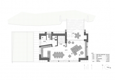 Dům J3 - chalupa v sedle - Půdorys 2.np - foto: Cube.A architektura