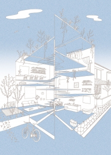 Rodinný dům Goshikiyama - Perpektiva - foto: Tomohiro Hata Architect and Associates
