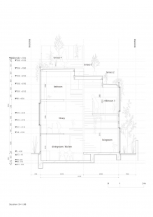 Rodinný dům Goshikiyama - Řez - foto: Tomohiro Hata Architect and Associates