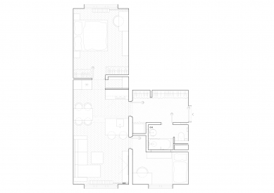 Panel apartment with exposed concrete - Apartment floor plan - design - foto: intuit architekti