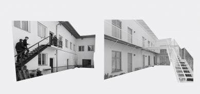 Reconstruction of the courtyard complex at Dolní náměstí 33 - Collage of the original and proposed state - foto: LBNK architekti