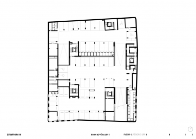 Apartment Block Nové Lauby - Floor plan 1st basement - foto: znamení čtyř-architekti