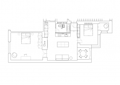 Four apartments in Laichter's house - Floor plan of a smaller apartment on the 4th floor. - foto: Other Projects
