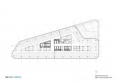 Administrative Complex Hagibor Office Europe Centre - Floor plan of a typical floor - building 1 - foto: Bogle Architects s.r.o.