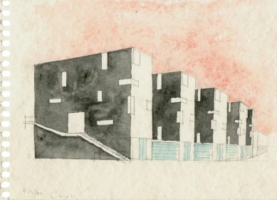 Steven Holl: Drawing as Thought - výstava v Tchoban Foundation - Bytový dům Nexus World ve Fukuoce, 1991 - foto: Steven Holl Architects