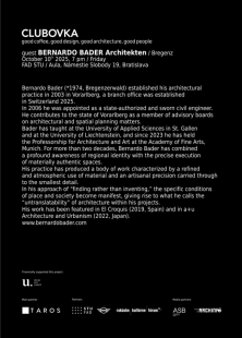Club 2025: Bernardo Bader - lecture at STU BA