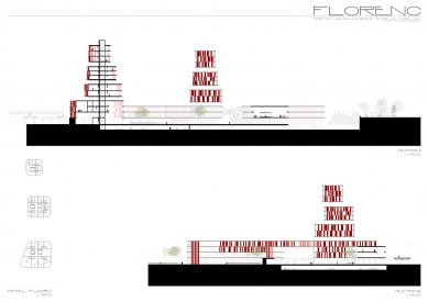 New Florenc, Praha - Plans and sections