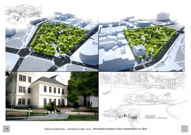 Revitalizace prostoru parku Komenského ve Zlíně – výsledky soutěže - odměna - 30 000,- Kč - foto: INTAR a.s.: Ing. arch. Tomáš Dohnal, Ing. arch. Pavel Šlejhar, Ing. arch. Veronika Bubeníčková