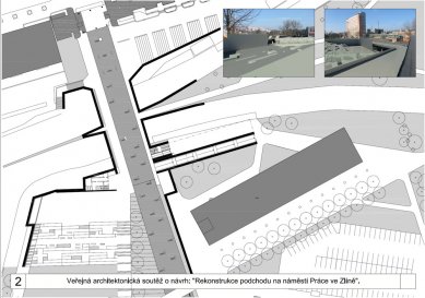 Rekonstrukce podchodu na náměstí Práce ve Zlíně - výsledky soutěže - odměna - foto: Ilex design s.r.o.: Ing. arch. Roman Nevrla, Ing. arch. Josef Smutný