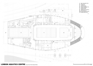 Dokončení plaveckého centra v Londýně od Zahy Hadid - Půdorys přízemí v průběhu olympijských her - foto: Zaha Hadid Architects
