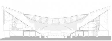 Dokončení plaveckého centra v Londýně od Zahy Hadid - Příčný řez v průběhu olympijských her - foto: Zaha Hadid Architects