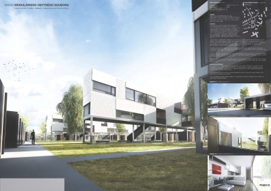 Vyhlášení 6. ročníku architektonické soutěže na téma využití modulárních prostorových systémů - 4.ročník - Modulární bytový dům Nitra (Tomáš Henel a Ondřej Fiala, ČVUT Praha)