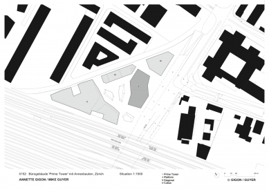 Prime Tower v Curychu od Gigon/Guyer - Stiuace - foto: Gigon / Guyer Architekten