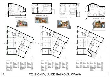 Penzion pro seniory v Opavě - výběr neoceněných projektů - Soutěžní návrh č. 90 - foto: Ing. Soňa Bartošová, Ing. Tomáš Bartoš