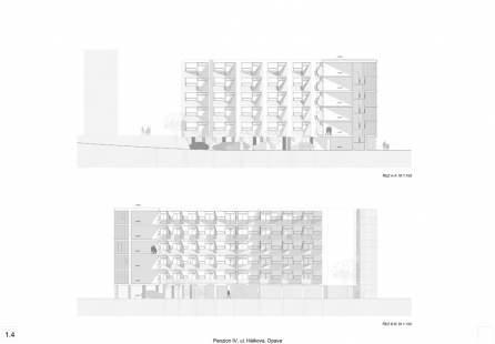 Penzion pro seniory v Opavě - výběr neoceněných projektů - Soutěžní návrh č. 16 - foto: MASPARTI - Ing. arch. Pavel Martinka, MSc. Ondřej Spusta