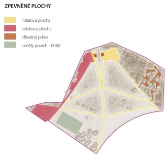 Architektonická soutěž na Park Čtyři Dvory - první místo - Zpevněné plochy