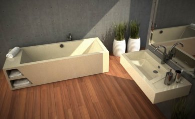 Moderní betonový nábytek Concereto - Beton dodá koupelně nejenom výjimečný a originální vzhled, ale zároveň splní i ty nejnáročnější funkční a ergonomické požadavky. - foto: Vít Hanuš