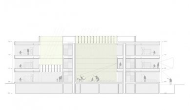 Společenské centrum v Madridu od dosmasunoarquitectos - Podélný řez - foto: dosmasunoarquitectos