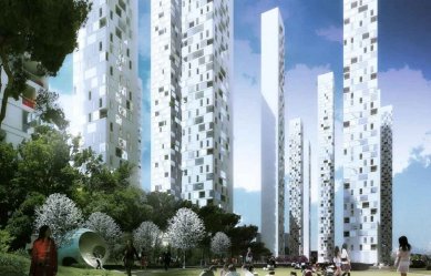 Mrakodrap Songdo Landmark City v Jižní Koreji od REX