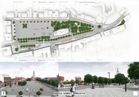 Revitalization of Smiřických Square in Kostelec nad Černými lesy - competition results - 2. price: Proposal No. 2