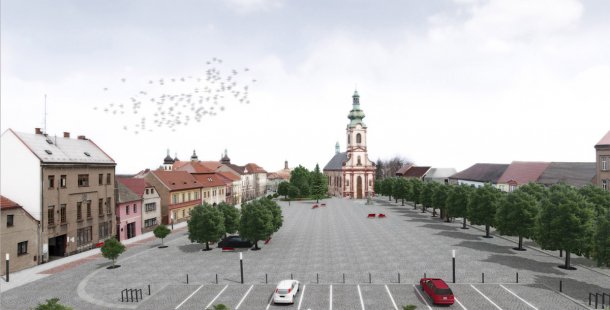 Revitalization of Smiřických Square in Kostelec nad Černými lesy - competition results - 2. price: Proposal No. 2