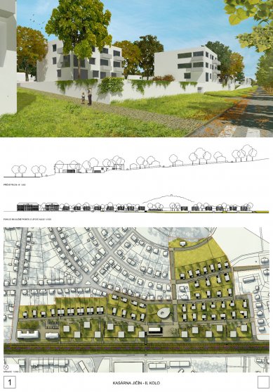 New form of the barracks area in Jičín - competition results - 1. price: CUBOID ARCHITEKTI s.r.o.