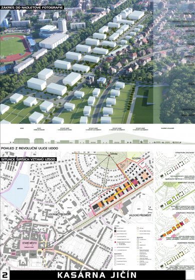 New form of the barracks area in Jičín - competition results - Reward: Ing. arch. Michal Potůček