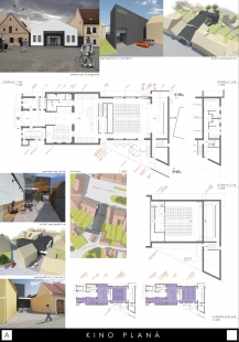 Přestavba objektu kina v Plané - výsledky soutěže - Odměna zvýšená (14 tis. Kč): Ing. arch. Libor Hromádka, spolupráce: Ing. arch. Bohdan Frnka, Jiří Kaňák, Martin Kaňák