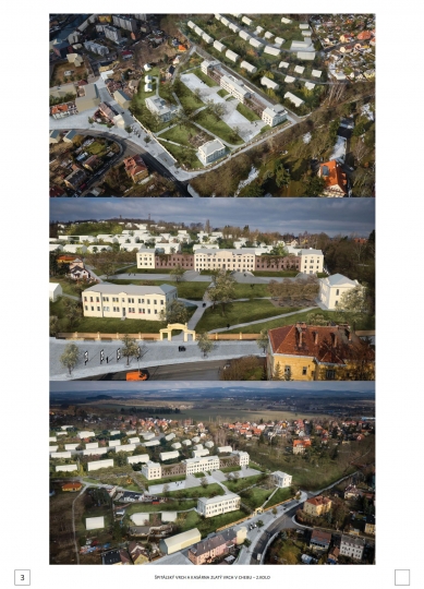 Špitálský vrch and Zlatý vrch Barracks in Cheb – competition results - 3rd prize: Ing. arch. Jan Trávníček, Ing. arch. Josef Kubát, Bc. Romana Bedrunková, Bc. Matúš Kaboš