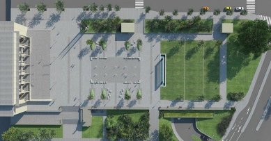 Nad podzemními garážemi u Janáčkova divadla letos vznikne park - Vizualizace