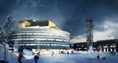 BBC: Švédské město Kiruna se stěhuje o tři kilometry na východ - Nová radnice v Kiruně, Henning Larsen Architects A/S (Dánsko); 1. místo v soutěži