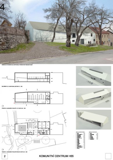 Komunitní centrum Hloubětínská 55 - výsledky soutěže - Odměna – návrh č. 14 - foto: CUBOID ARCHITEKTI – Ing. arch. Aleš Papp, Ing. arch. Milan Vít, Ing. arch. Magdaléna Pappová, Ing. arch. Ondřej Zavřel, Ing. arch. Jiří Kolomazník – Praha / Česká republika