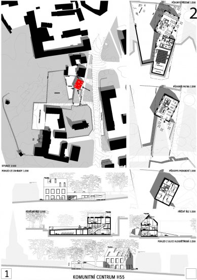 Komunitní centrum Hloubětínská 55 - výsledky soutěže - Odměna – návrh č. 28  - foto: Ing. arch. Ondřej Dvořák, Ph.D., Ing. arch. Jiří Matys – Praha / Česká republika