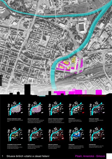 Results of the "Plzeň, Americká - Sirková" competition - 3rd prize: 100,000 CZK - foto: autorský tým: Ing. arch. Martin Spěváček, Ing. arch. Bohuslav Strejc, Bc. Filip Kastl, spolupracovníci: Ing. Ondřej Janout, Ing. Martin Hájek, Jan Lusk