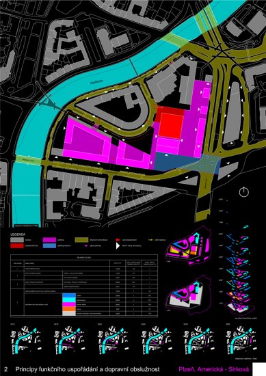 Results of the "Plzeň, Americká - Sirková" competition - 3rd prize: 100,000 CZK - foto: autorský tým: Ing. arch. Martin Spěváček, Ing. arch. Bohuslav Strejc, Bc. Filip Kastl, spolupracovníci: Ing. Ondřej Janout, Ing. Martin Hájek, Jan Lusk