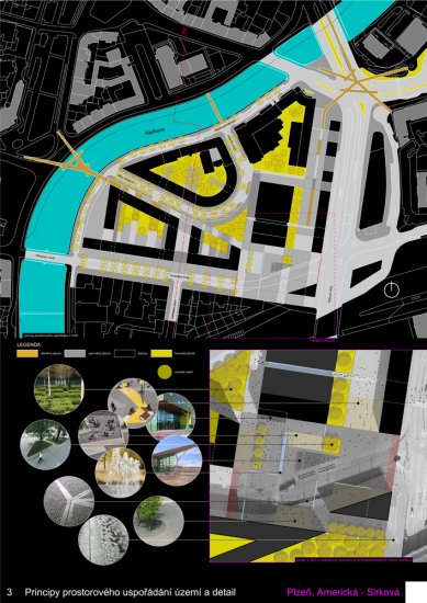 Results of the "Plzeň, Americká - Sirková" competition - 3rd prize: 100,000 CZK - foto: autorský tým: Ing. arch. Martin Spěváček, Ing. arch. Bohuslav Strejc, Bc. Filip Kastl, spolupracovníci: Ing. Ondřej Janout, Ing. Martin Hájek, Jan Lusk