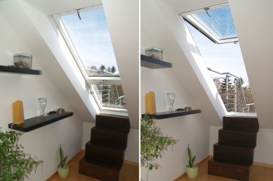 Střešní dveře pro pohodlný výstup na terasu - Střešní dveře Solara OPEN umožňují pohodlný výstup ze střechy
