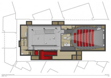 Sídlo nadace Pathé v Paříži od Renzo Piana - Půdorys suterénu - foto: RPBW