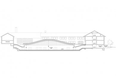 Multi-purpose hall in the courtyard of the gymnasium in Hellerup by BIG - <translation>Longitudinal Section</translation> - foto: B.I.G.